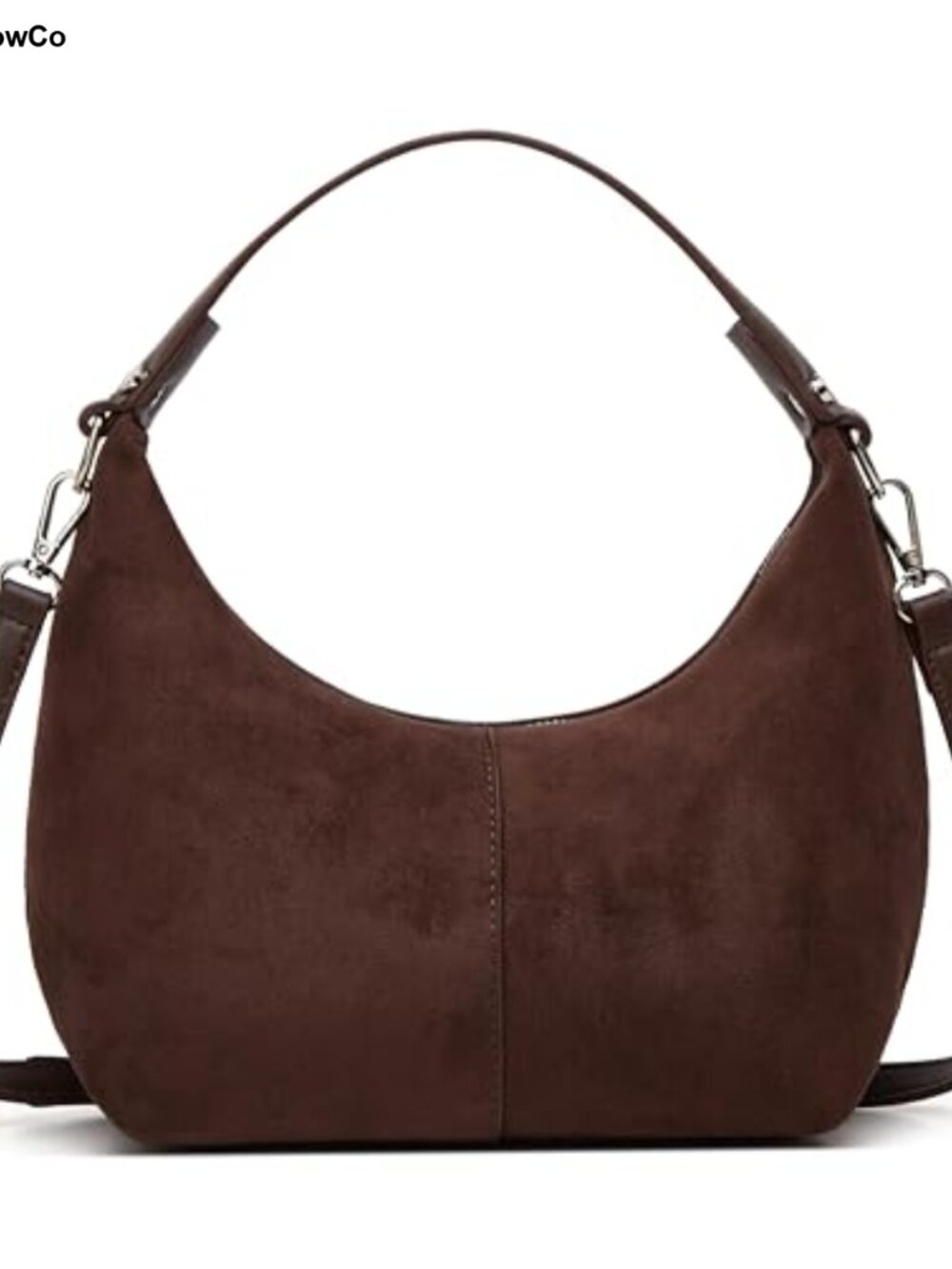 Faux Suede Crescent Tote Shoulder Bag Crossbody Handbag Travel Purse